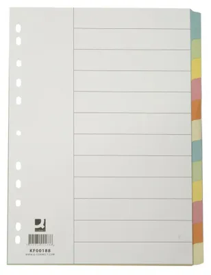 Produktbild von Q-CONNECT Trennblätter für Ordner A4/ 12-teilig/Polypropylen/Ordner Register für