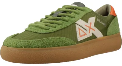 Produktbild von SUN68 LUIS LOW Herren Sneaker Grün aus Rauleder und Textil mit flachem Absatz und Schnürung