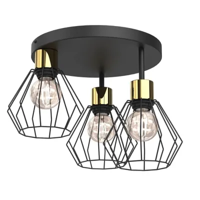 Immagine prodotto di Lampada a sospensione Parkla nero opaco-oro lucido 3xE27x15W metallo dim.: 28,5x41x41 cm IP20 Luminex
