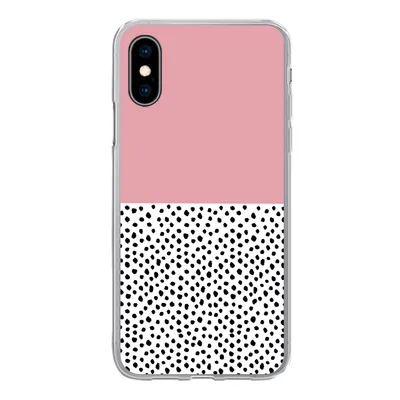 Produktbild von MuchoWow® Handyhülle Schutzhülle Hülle für iPhone X Polka dots - Schwarz - Rosa Silikon Softcase Handy Hülle - Handyhülle