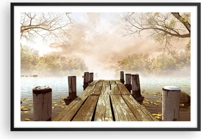 Produktbild von Gerahmtes Poster - Schwarzer Rahmen - Illustration herbst landschaft bäume - 91,5x61 cm - Wand Bild - Wanddeko - Wandbilder - Wandposter - Bilderrahmen - Bilder - Kunstdruck - Wandbild P2BAA91x61-2394