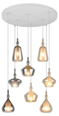 Image de Suspension, métal, blanc, mat, E14, 8 flammes, H 300 cm