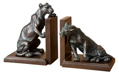 Image de Casa Padrino Luxe serre-livres Set Lions Bronze / Laiton - serre-livres - Book End Lions serre-livres
