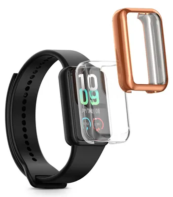 Produktbild von kwmobile 2x Silikon Hülle für Amazfit Band 7 Schutzhülle - Fullbody Display Cover Set aus Silikon - Schwarz Silber