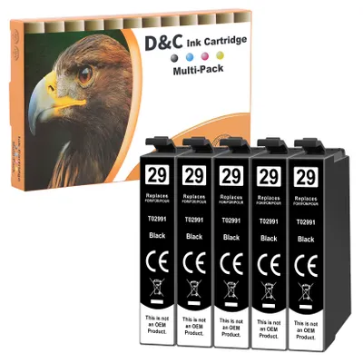Produktbild von DC 5x 29XL Druckerpatronen Schwarz Kompatibel für Epson 29 XL Patronen mit Epson Expression Home XP-455 XP-442 XP-342 XP-352 XP-452 XP-335 XP-245