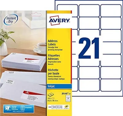 Produktbild von AVERY Inkjet-Adressetikett, 63,5 x 38,1 mm, Weiß