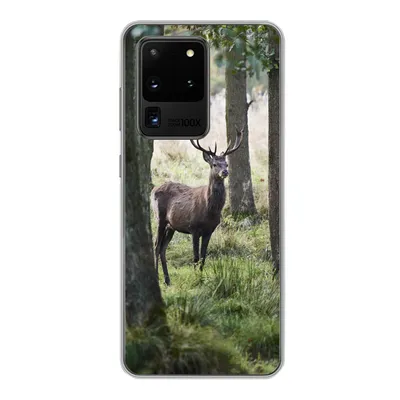 Produktbild von MuchoWow® Handyhülle Schutzhülle Hülle für Samsung Galaxy S20 Ultra Hirsche - Bäume - Gras Silikon Softcase Handy Hülle - Karteninhaber