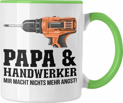 Produktbild von Trendation - Papa und Handwerker Tasse Geschenkidee Vater für Handwerker Geburtstag Vatertag Spruch Geschenkidee (Grün)