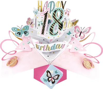 Produktbild von Grußkarte Pop Up Karte 18. Geburtstag, Geburtstagskarten, Glückwunschkarten Schmetterlinge