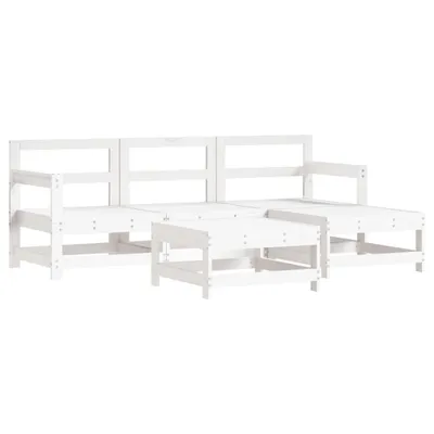 Produktbild von 5-tlg. Garten-Lounge-Set Weiß Massivholz Kiefer