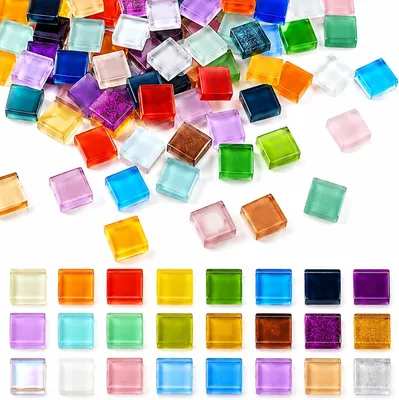 Image de Tuiles en verre mosaïque de 1x1 cm, poids : 1 kg, environ 1200 pièces, pour des projets créatifs