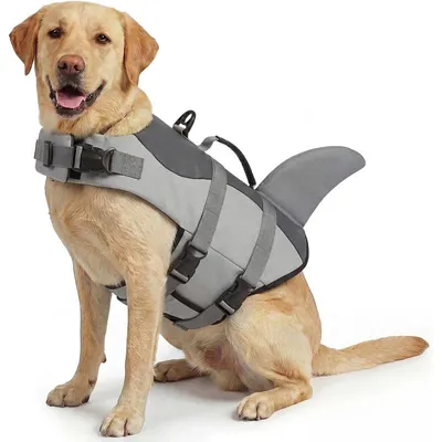 Produktbild von Hunde Schwimmweste Hai Design, Hundeschwimmhilfe mit Rückenflosse und verstellbaren Gurten