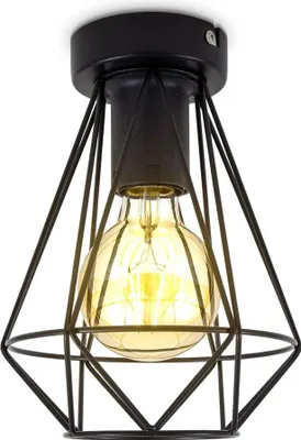 Produktbild von B.K.Licht Deckenleuchte Vintage Draht Schwarz Ø16,5cm max. 40W E27 ohne Leuchtmittel