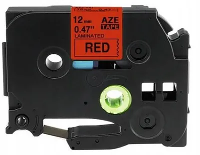 Produktbild von Schriftband 12 mm x 8 m Schwarz auf Rot, laminiert – Etikettenband passend für Brother P-touch TZe-431, Ersatzband TZ-431 für PT-H105