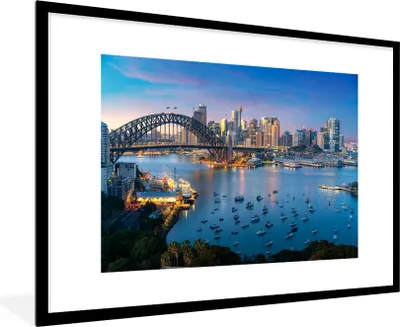 Produktbild von MuchoWow® MuchoWow® Gerahmtes Poster Ansichten von Sydney, Australien 90x60 cm - Poster mit zchwarzem Bilderrahmen - Wanddekoration - Fotos