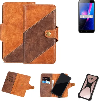 Produktbild von K-S-Trade Handy-Hülle Schutz-Hülle Bookstyle Case Wallet-Case kompatibel mit Oukitel C9 Handy Cover Bumper Kantenschutz Smartphone dunkelbraun braun