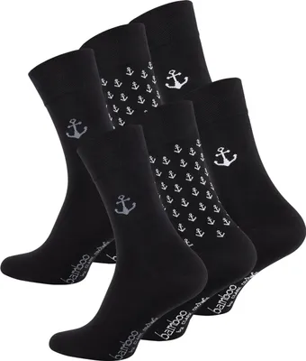 Produktbild von Clark Crown® "BAMBUS" Socken 6 Paar, Edel & Modern Bambus-Herren Businesssocken 39-42 Ankerdesign