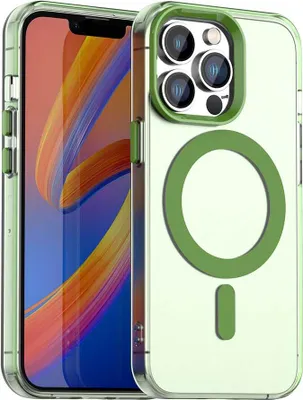 Produktbild von Magnetisch Hülle für iPhone 13 Pro, Schlank Durchscheinend Matt Stoßfest Handyhülle Grün
