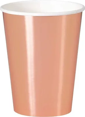 Produktbild von 8 Roségoldene Pappbecher Aurora 355ml