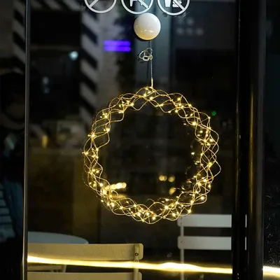 LED-Lichtkranz, rund, 20/28 cm, warmweiß, batteriebetrieben, für Fenster