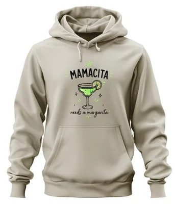 Imagen del producto de Sudadera con capucha "Mamacita", estilo "Sommer Cocktail Party", color natural, talla S
