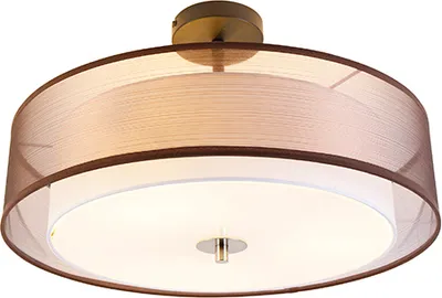 Zdjęcie produktu dla QAZQA – nowoczesna lampa sufitowa I lampa sufitowa I lampa I oprawa oświetleniowa brązowa z białym 50 cm 3-punktowa Lichter – Drum z abażurem Duo I salon I sypialnia – tekstylny cylinder – przystosowana do żarówek LED E27