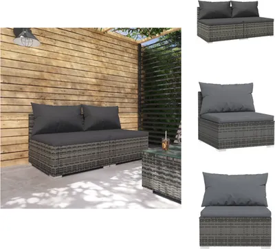 Produktbild von vidaXL 2-tlg. Garten-Lounge-Set mit Kissen Poly Rattan Grau -  Gartenmöbel-Sets