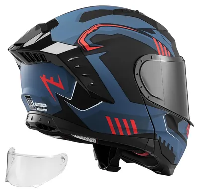 Obrázok produktu pre SucceBuy, skladacia prilba s dvojitou vizírou, veľkosť XL, modulárna motocyklová prilba,  ECE 22.06, prilba pre dospelých, prilba na skúter s priestorom pre Bluetooth a odnímateľnou, umývateľnou vnútornou výstelkou