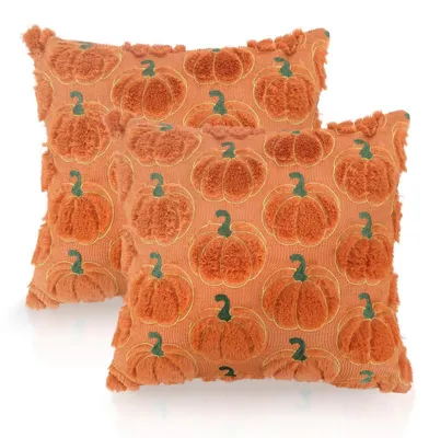 Produktbild von 2er Set Kissenbezüge 45x45 cm Herbst Kürbis Baumwolle