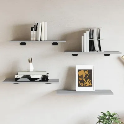 Obrázek produktu pro Nástěnné police 4 ks. Šedá Sonoma 60x30x1,5 cm Materiál na bázi dřeva