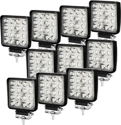 Image de Clanmacy 10x LED Projecteur de travail Projecteur de travail 12V 24V montage off-road SUV ATV Tracteur Lumière de travail Projecteur de travail 48W