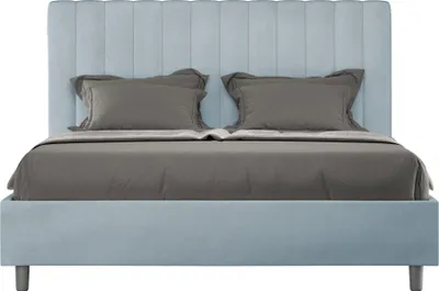 Produktbild von ITYHOME - Gepolstertes Bett mit Bettkasten 140x210 mit Mikrofaserbezug Himmelblau Agueda