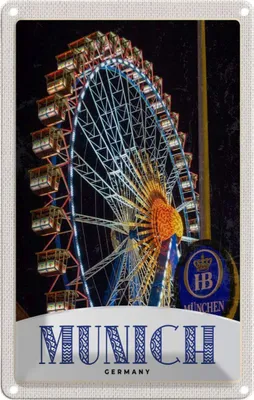 Produktbild von vianmo Blechschild 18x12 cm München  Riesenrad Kirmes Feiern Party