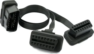 Produktbild von OBD Y Kabel 30 cm OBD 2 16pin J1962M Stecker zu 2x J1962F Buchse flach für Auto