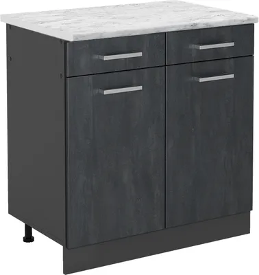 Produktbild von Küchenunterschrank Vicco R-Line Schwarz Beton 80 cm AP Marmor, Model 47485