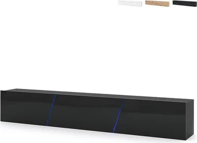 Immagine prodotto di Porta TV moderno dal design sospeso 240cm a 3 ante LED Selby - Nero