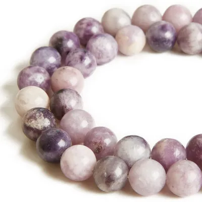 Image de Perles de lépidolite, 8 mm, pierre naturelle ronde, lot de 45 pièces