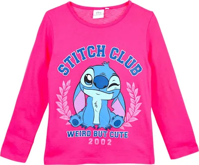 Produktbild von Langarmshirt Disney Stitch mit Glitzer Dunkelpink 98 cm