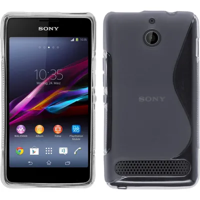 Produktbild von PhoneNatic Case kompatibel mit Sony Xperia E1 - grau Silikon Hülle S-Style + 2 Schutzfolien