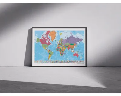 Produktbild von Weltkarte Poster mit Flaggen Mappa del Mondo 91,5 x 61 cm