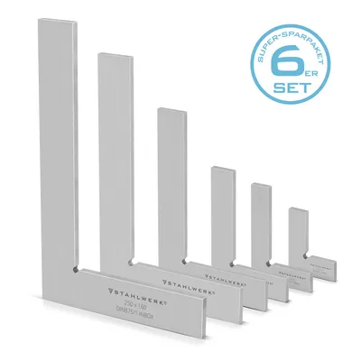 Produktbild von STAHLWERK Flachwinkel 90° Set 6-teilig DIN 875/1 aus rostfreiem Edelstahl