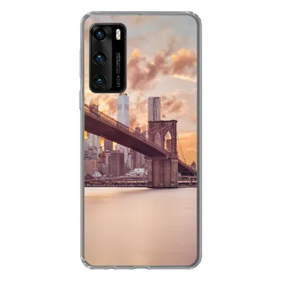 Produktbild von MuchoWow® Handyhülle Schutzhülle Hülle für Huawei P40 Brooklyn Bridge und die New Yorker Skyline bei Sonnenuntergang Silikon Softcase Handy Hülle - Handytasche