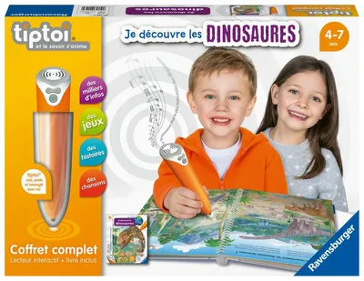 Produktbild von Ravensburger tiptoi® – Komplett-Set mit interaktivem Player + Buch Ich entdecke die Dinosaurier – elektronisches Lernspiel, ohne Bildschirm – ab 4 Jahren – französische Version – 00 143