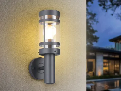 Produktbild von LED Außenwandleuchte Laterne Terrassenbeleuchtung Fassadenlampe Anthrazit H 32cm
