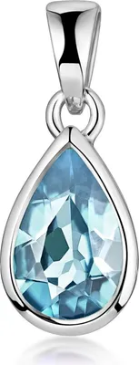 Produktbild von MATERIA Blautopas Anhänger Tropfenform 925 Silber - Damen Schmuck blau rhodiniert wahlweise mit Kette KA-274-Blau