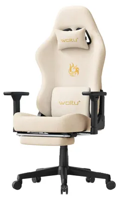 Produktbild von WOLTU Gaming Stuhl atmungsaktiver WildKunstleder, Ergonomisch, mit Lendenkissen Kopfkissen : Creme Farbe: Creme