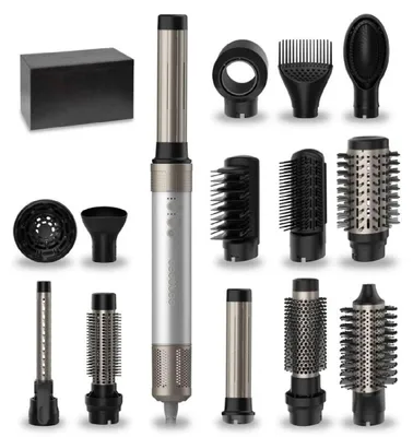 Produktbild von Cecotec Bamba CeramicCare 14in1 AirGlam Aluminum, Multistyler, Warm, Aluminium, Aufhängungshaken, 1400 W, AC