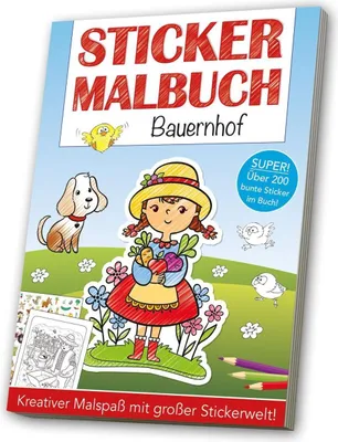 Produktbild von Stickermalbuch Bauernhof: Sticker und Malvorlagen mit idyllischen Motiven