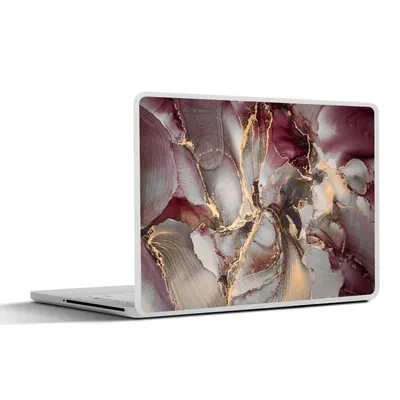 Produktbild von MuchoWow® Laptop Aufkleber Sticker Cover Gold - Marmor - Lila 36.5x27.5 cm - Laptop-Sticker