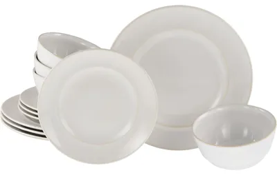 Image de CreaTable, 23670, Antique Offwhite, Set d'assiettes 12 pcs, grès